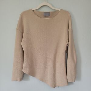 Modern Citizen Beige Asymmetric Ribbed Sweater